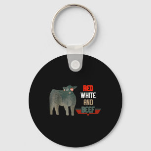 Red White And Beef Vintage Usa Flag 4th Of July Fu Key Ring