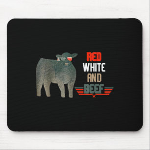 Red White And Beef Vintage Usa Flag 4th Of July Fu Mouse Pad