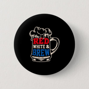 Red White And Beer Usa 4th Of July Drinking Gift 6 Cm Round Badge