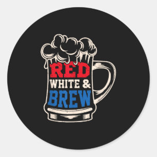 Red White And Beer Usa 4th Of July Drinking Gift  Classic Round Sticker