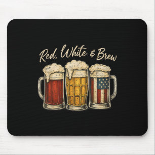 Red White And Beer Usa 4th Of July Drinking Gift _ Mouse Pad