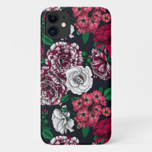Red, white and bi-colour roses with green leaves o iPhone 11 case