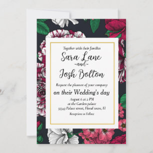 Red, white and bi-colour roses with green leaves o invitation