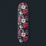 Red, white and bi-colour roses with green leaves o skateboard<br><div class="desc">Various hand- drawn roses,  seamless vector pattern</div>