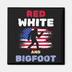Red White and Bigfoot Funny Patriotic Sasquatch Magnet