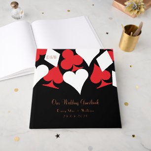 Red White and Black Card Suits Las Vegas Wedding Guest Book