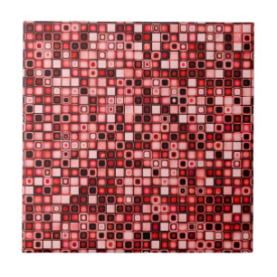 Red, White And Black Funky Retro Tiles Pattern