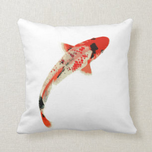 Red, White, and Black Koi Fish Cushion