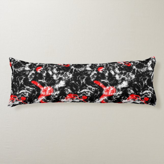 Red, White and Black Marble Abstract Body Cushion (Front)