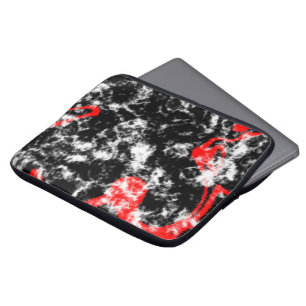 Red, White and Black Marble Abstract Laptop Sleeve