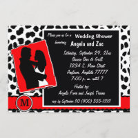 Red White And Black Monogram Leopard Invitation