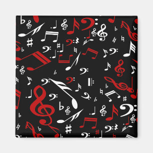 Red White and Black Musical Notes Magnet