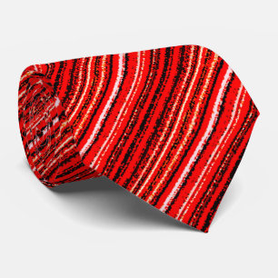 Red, White and Black Pattern Tie