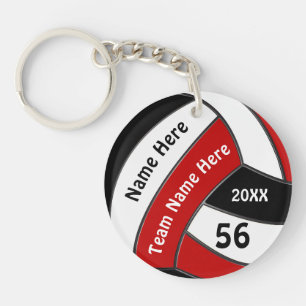 Red, White and Black Personalized Volleyball Gifts Key Ring