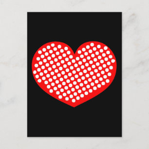 Red White and Black Polkadot Heart Postcard