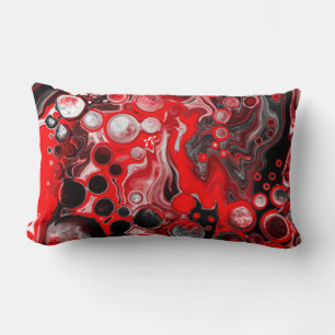Red White and Black Pour Painting Effect Fluid Art Lumbar Cushion
