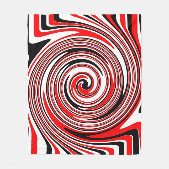 Red white and black psychedelic design fleece blanket (Front)