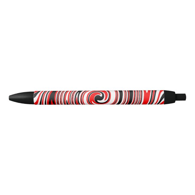 Red white and black psychedelic design ink pen (Front)