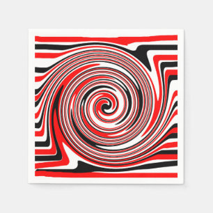 Red white and black psychedelic design napkin