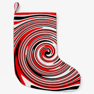 Red white and black psychedelic design small christmas stocking