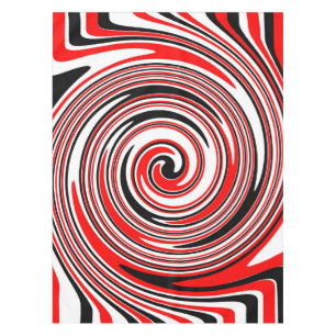 Red white and black psychedelic design tablecloth