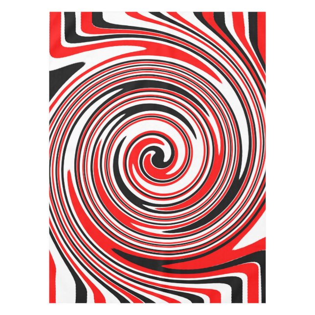 Red white and black psychedelic design tablecloth (Front)