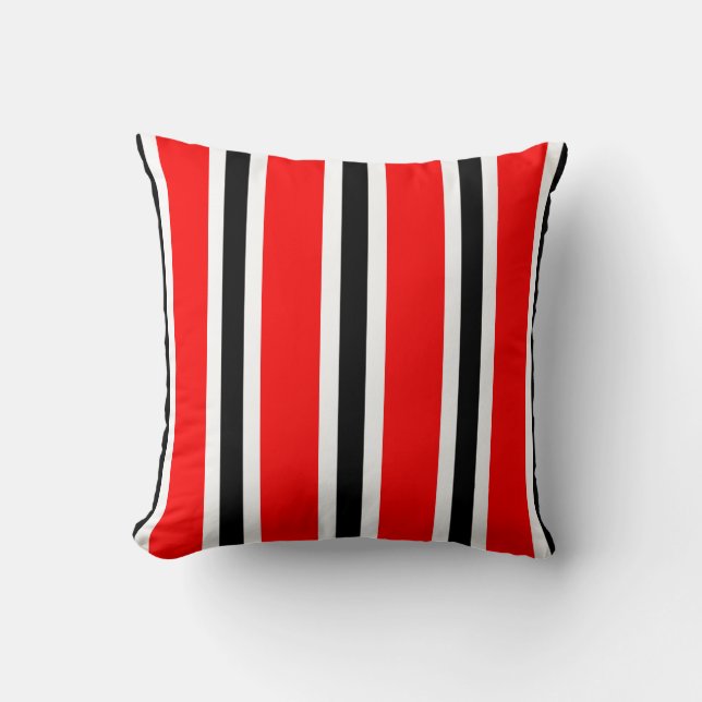 Red White and Black Stripes Cushion (Front)