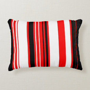 Red white and Black Stripes Decorative Cushion