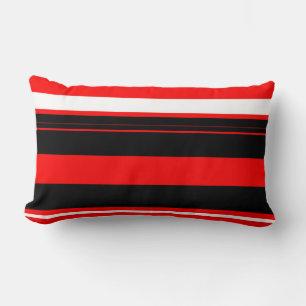 Red white and Black Stripes Lumbar Cushion