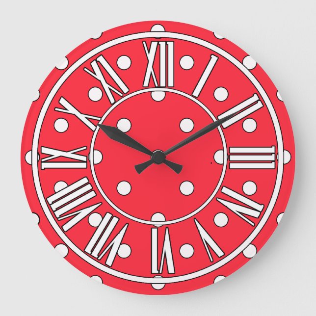 Red White and Black Wall Clock (Front)
