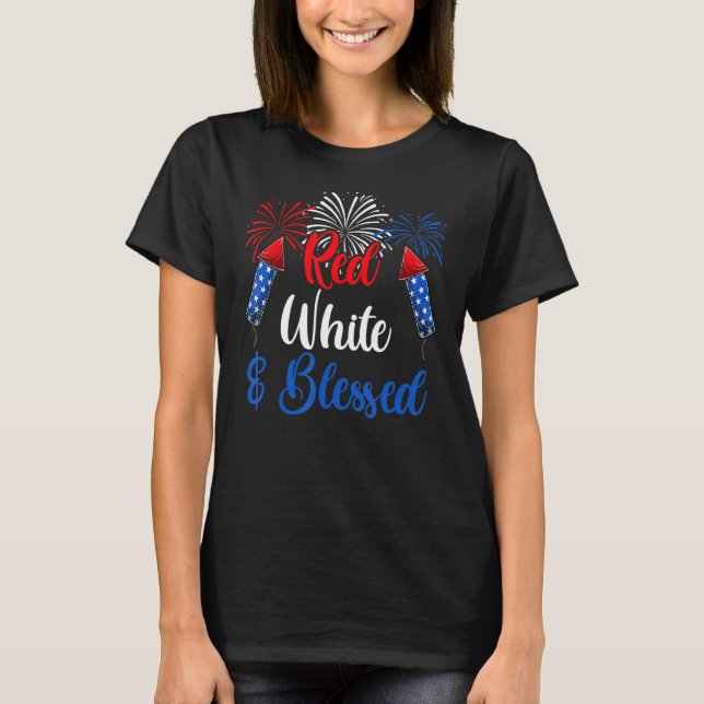 Red White And Blessed  For Women Men American Flag T-Shirt (Front)