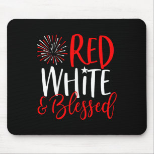 Red White And Blessed Shirt 4th Of July Cute Patri Mouse Pad