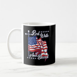 Red White And Blessed USA Flag Christian Jesus 4th Coffee Mug