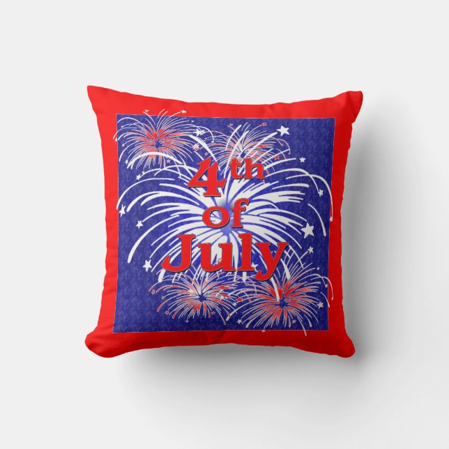 Red, White and Blue 4th of July Fireworks Cushion (Front)