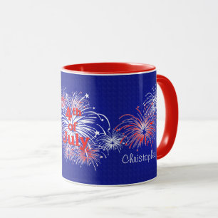 Red, White and Blue 4th of July Fireworks Mug