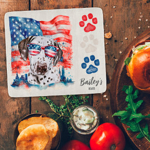 Red White and Blue 4th of July Funny Dalmatian Dog Cutting Board