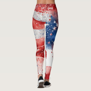 Red White and Blue 4th of July Leggings