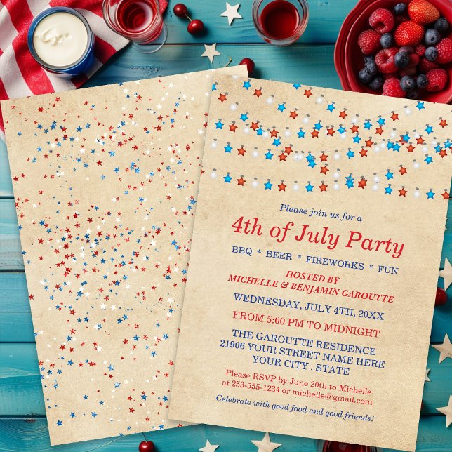 Red White and Blue 4th of July Party Invitation (Red White and Blue 4th of July Party Invitation)