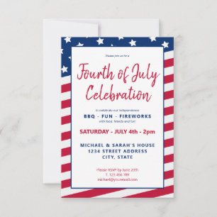 Red White and Blue 4th of July Party Invitation