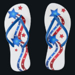 Red, White and Blue 4th of July Thongs<br><div class="desc">Fourth of July and memorial day-styled flip flops.</div>