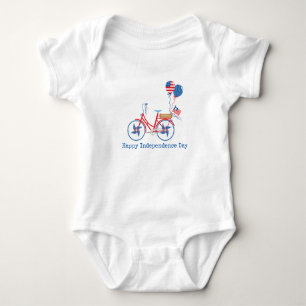 Red White and Blue 4th of July Whimsical Bicycle Baby Bodysuit