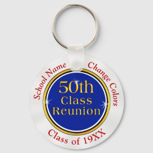 Red White and Blue 50 year Class Reunion Souvenirs Key Ring