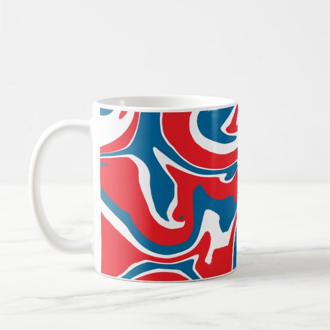 Red white and blue abstract pattern  coffee mug (Left)