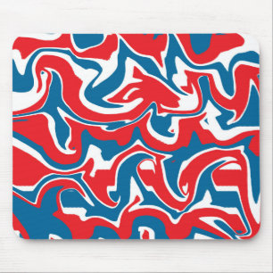 Red white and blue abstract pattern       mouse pad