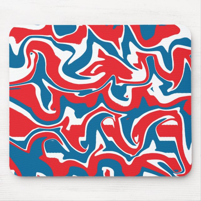 Red white and blue abstract pattern       mouse pad (Front)