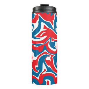 Red white and blue abstract pattern     thermal tumbler