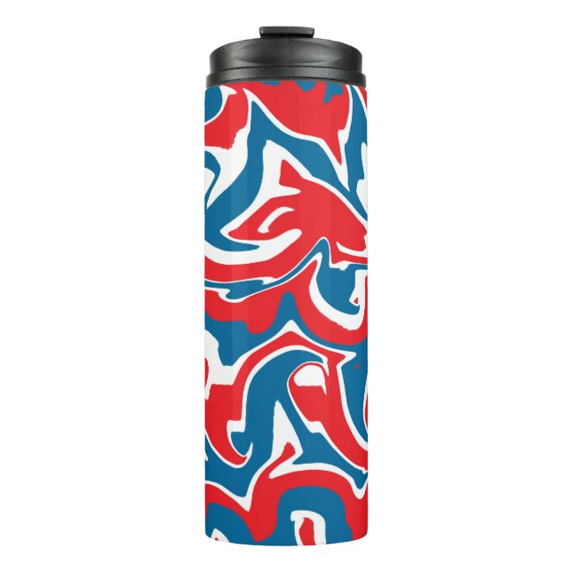 Red white and blue abstract pattern     thermal tumbler (Front)