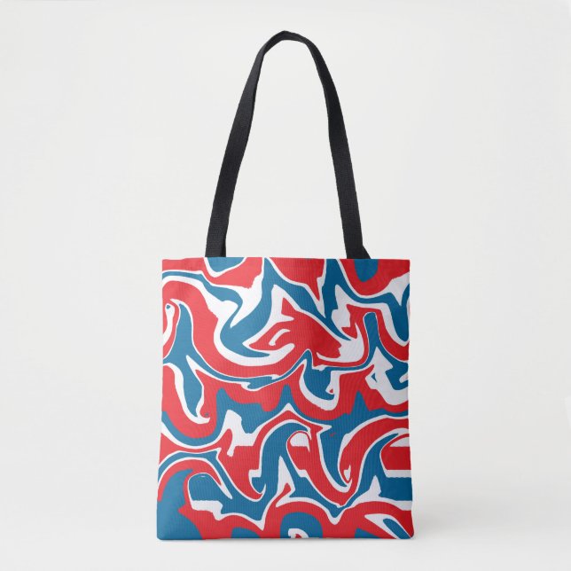 Red white and blue abstract pattern       tote bag (Front)