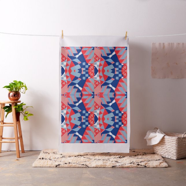 red white and blue abstract print #1 fabric (In Situ)