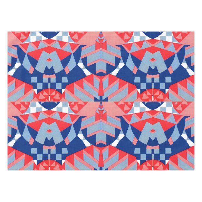 red white and blue abstract print #1 tablecloth (Front (Horizontal))